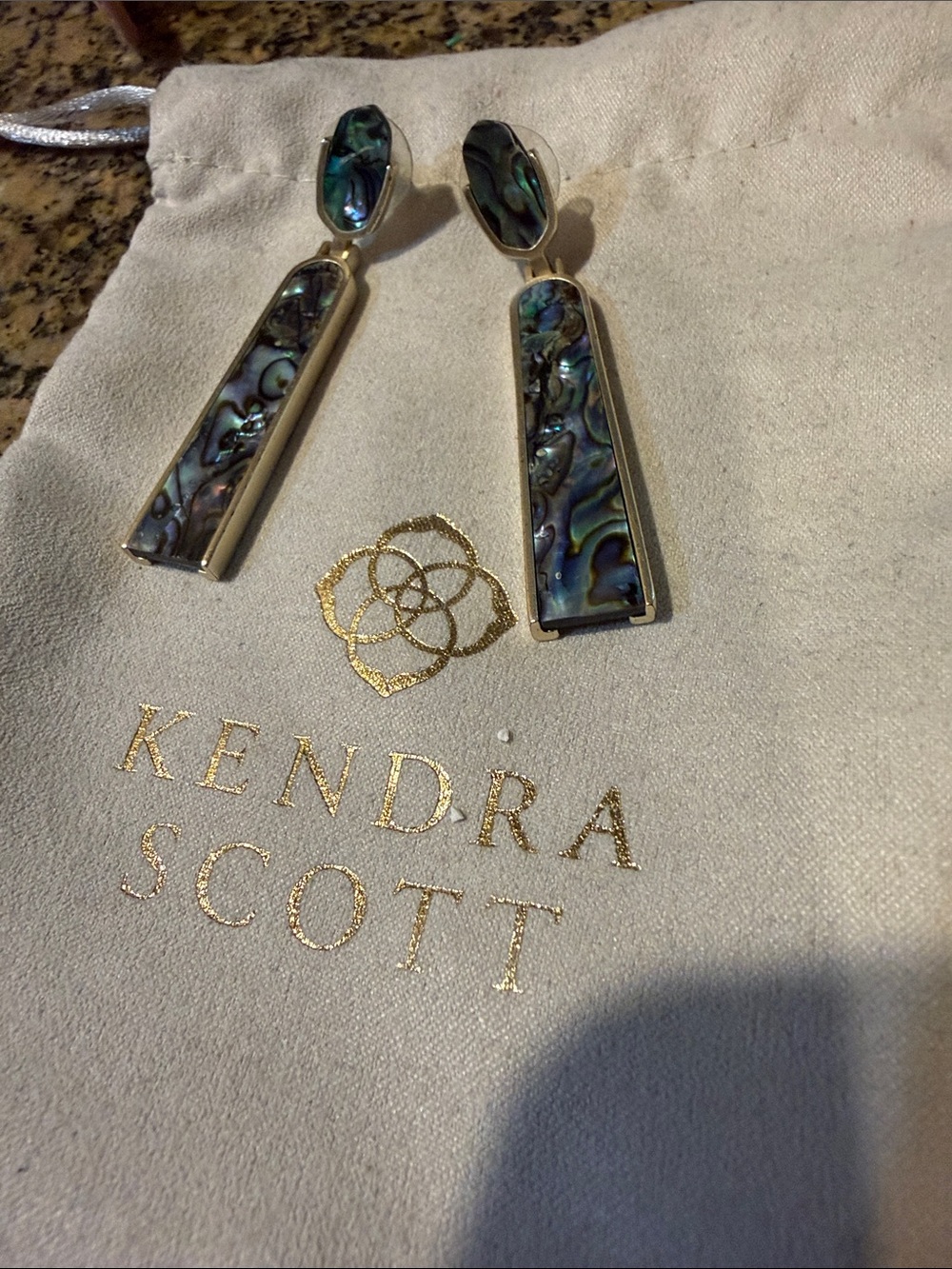 Kendra Scott Iridescent Abalone Drop Earrings in Blue-Green
